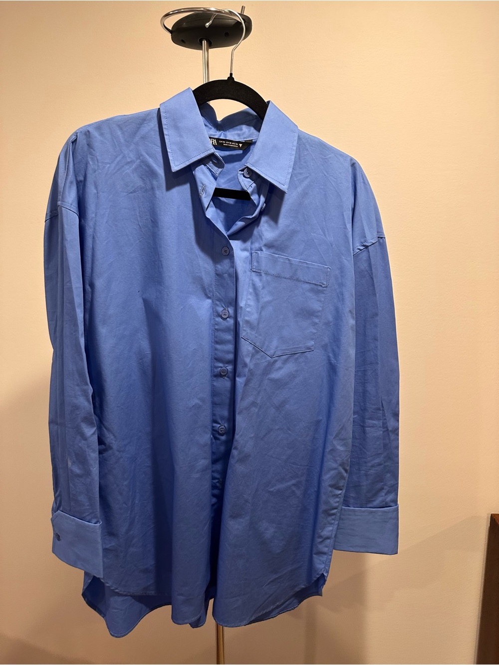 Zara 100% Cotton Classic Blue Button-Down Shirt